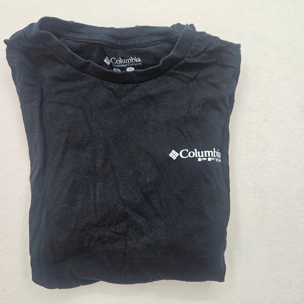 Columbia PFG T-Shirt Mens Large Black Excellent‎ Neon Fish Graphic Short Sleeve